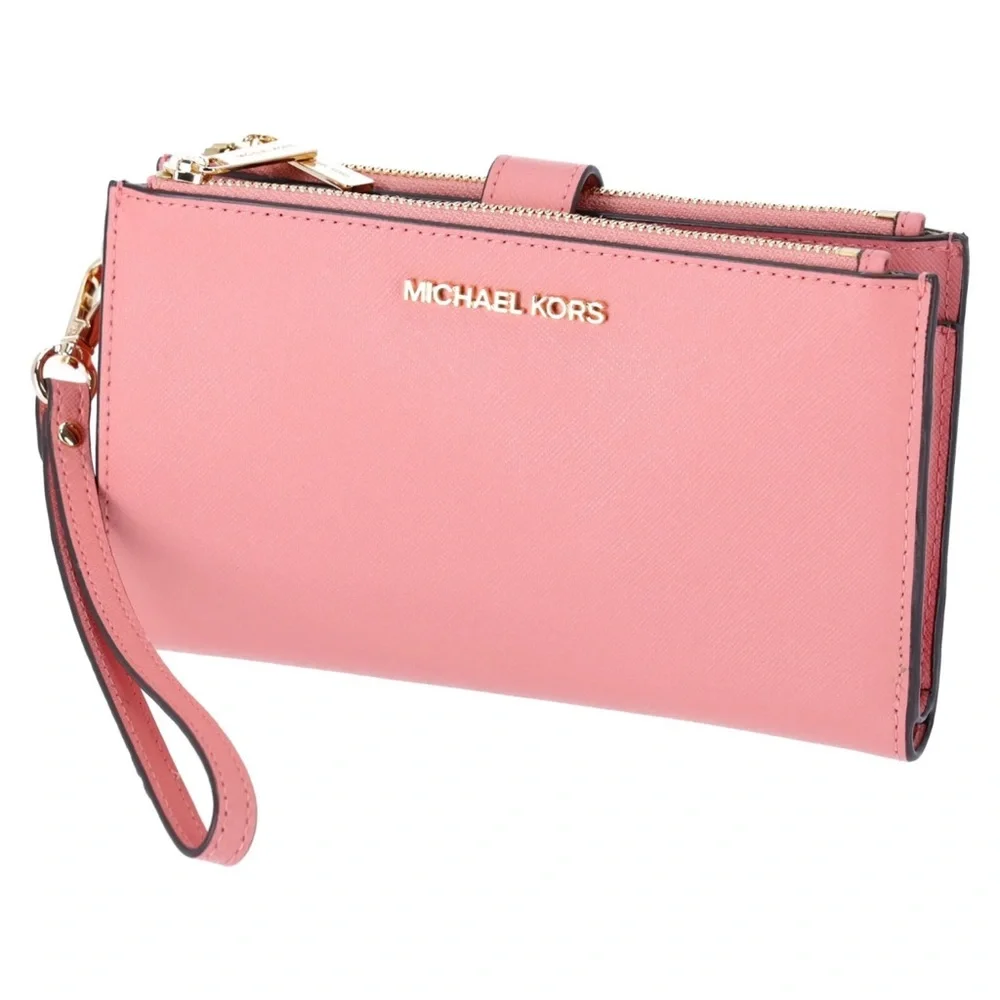 Michael Kors Jet Set Travel Large Double Zip Wristlet Phone Wallet Primrose Pink - Picture 3 of 6